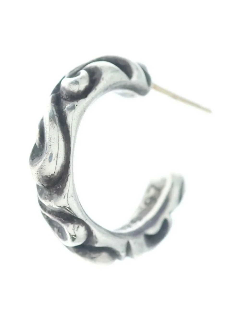 Chrome Hearts Hoop Scrool Scroll Earrings Silver
